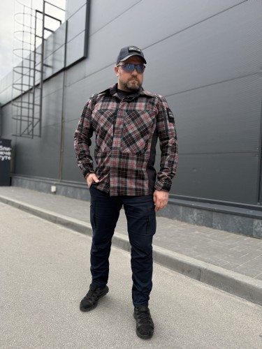 Тактична мілітарі Сорочка FCT утеплена в клітинку Червоно-сіра (17 номер) 40-42/3 40-42/3