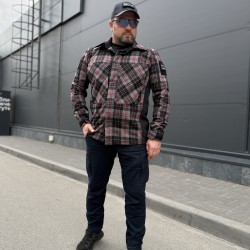 Тактична мілітарі Сорочка FCT демісезон утеплена в клітинку Червоно-сіра (17 номер)