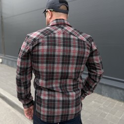 Тактична мілітарі Сорочка FCT демісезон утеплена в клітинку Червоно-сіра (17 номер)