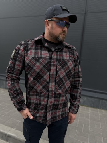 Тактична мілітарі Сорочка FCT утеплена в клітинку Червоно-сіра (17 номер) 40-42/3 40-42/3
