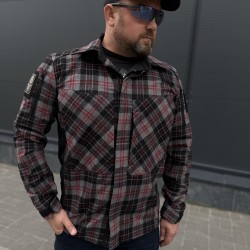 Тактична мілітарі Сорочка FCT демісезон утеплена в клітинку Червоно-сіра (17 номер)