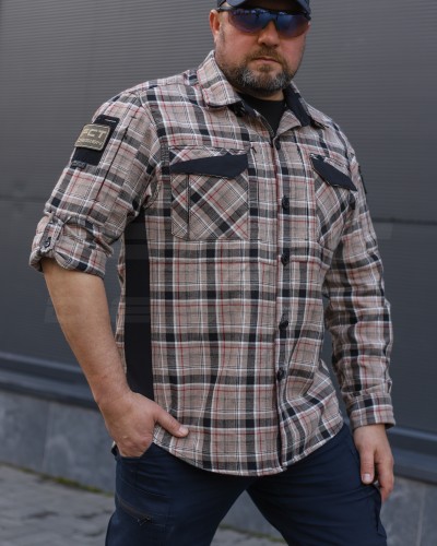 Тактична мілітарі Сорочка FCT Blackbeard демісезон в клітинку Тан (3 номер) 40-42/3 40-42/3