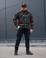 Тактична мілітарі Сорочка FCT утеплена в клітинку Червоно-зелена (21 номер)