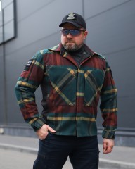 Тактична мілітарі Сорочка FCT утеплена в клітинку Червоно-зелена (21 номер)