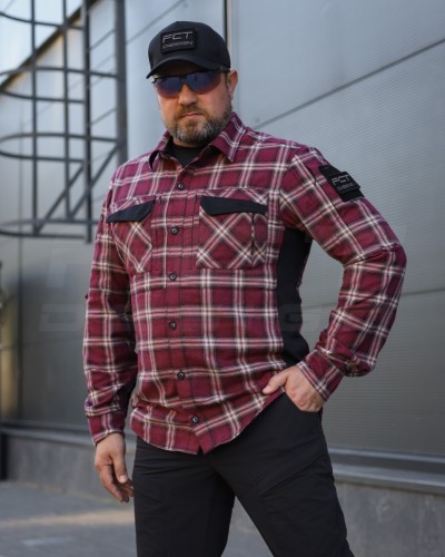 Тактическая милитари Рубашка FCT Blackbeard демисезон в клетку Красная (6 номер) 40-42/3