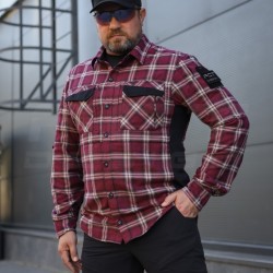 Тактическая милитари Рубашка FCT Blackbeard демисезон в клетку Красная (6 номер)