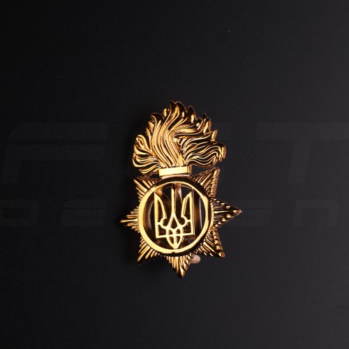 Беретный знак-Кокарда Национальной Гвардии Украины пластик НГУ/Пламя