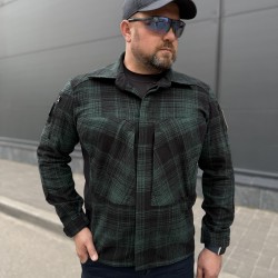 Тактична мілітарі Сорочка FCT демісезон утеплена в клітинку Зелена (22 номер)