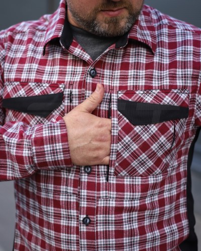 Тактическая милитари Рубашка FCT Blackbeard демисезон в клетку Красно-белая (9 номер)  40-42/3