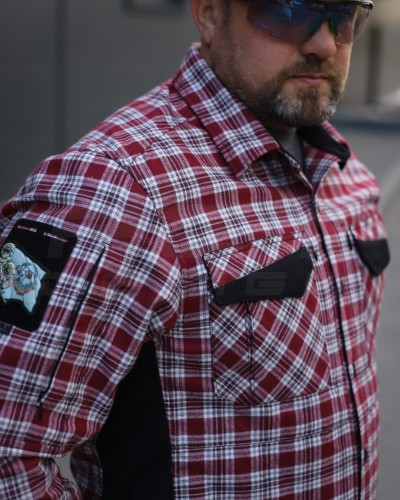 Тактическая милитари Рубашка FCT Blackbeard демисезон в клетку Красно-белая (9 номер)  40-42/3