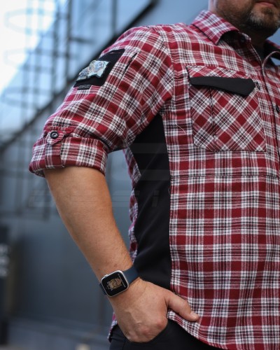 Тактическая милитари Рубашка FCT Blackbeard демисезон в клетку Красно-белая (9 номер)  40-42/3