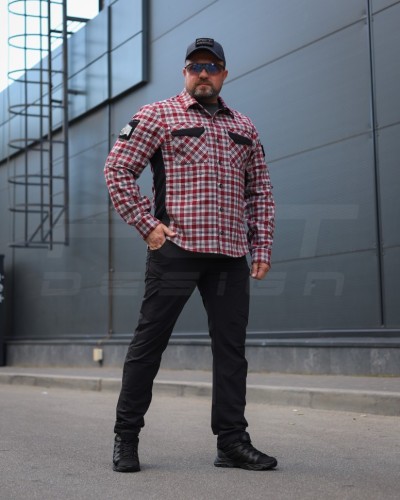 Тактическая милитари Рубашка FCT Blackbeard демисезон в клетку Красно-белая (9 номер)  40-42/3