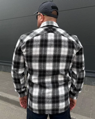 Тактическая милитари Рубашка FCT демисезон утепленная в клетку Черно-белая (24 номер) 40-42/3