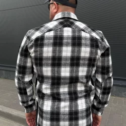 Тактична мілітарі Сорочка FCT демісезон утеплена в клітинку Чорно-біла (24 номер)