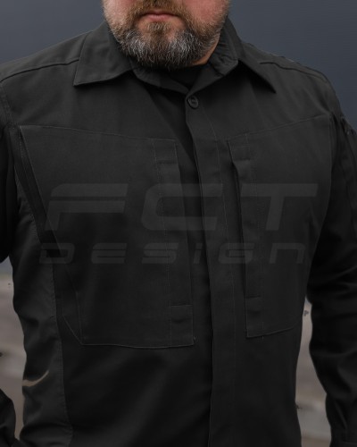 Тактическая милитари Рубашка Сталкер FCT конвас стрейч черная 40-42/3