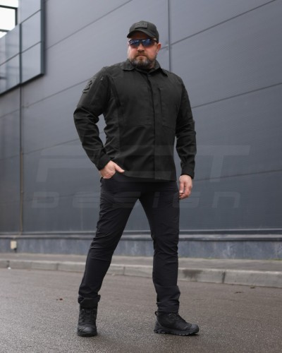 Тактическая милитари Рубашка Сталкер FCT конвас стрейч черная 40-42/3