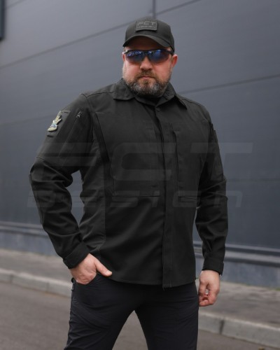 Тактическая милитари Рубашка Сталкер FCT конвас стрейч черная 40-42/3