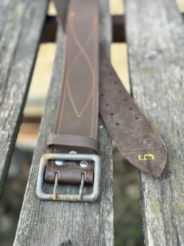 Ремінь офіцерський коричневий шкіра УЦІНКА S S