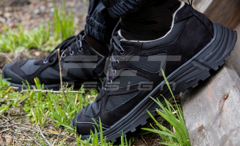 Кросівки тактичні Варяг шкіра на сітці чорні