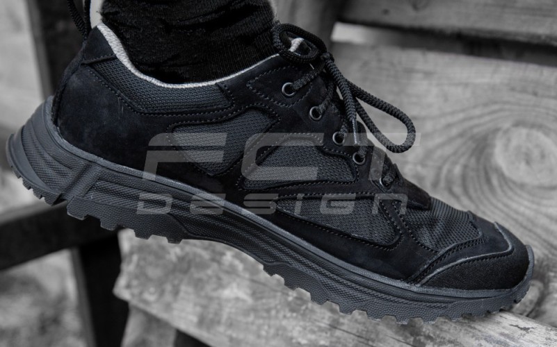 Кросівки тактичні Варяг шкіра на сітці чорні