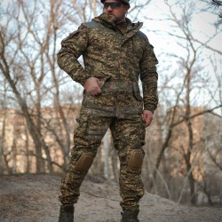 Костюм Горка 5 тактический демисезон Хищник пиксель G-0822 с налокотниками и наколенниками