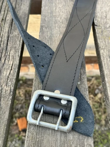 Ремінь офіцерський чорний шкіра УЦІНКА S S