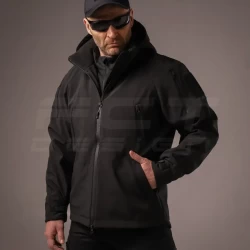 Куртка тактическая Хантер Софтшелл черная на сетке