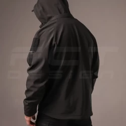 Куртка тактическая Хантер Софтшелл черная на сетке