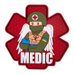 Шеврон/патч резиновый ПВХ "Военный медик" красный