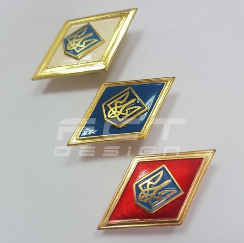 Нагрудний знак про закінчення вищого навчального закладу-Ромб червоний синій білий-поплавок