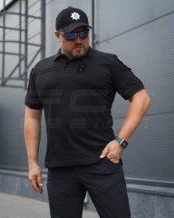 Футболка Поло мілітарі преміум Лакоста бавовна Чорна