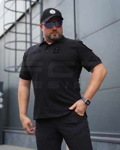 Футболка поло літня Лакоста FCT чорна