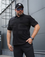 Футболка Поло мілітарі преміум Лакоста бавовна Чорна