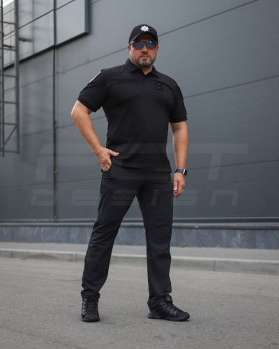 Футболка поло літня Лакоста FCT чорна