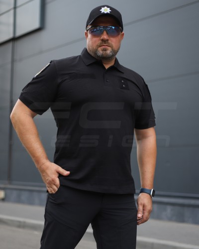 Футболка поло літня Лакоста FCT чорна
