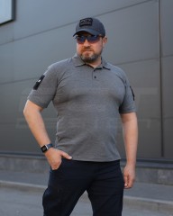 Футболка Поло мілітарі преміум Лакоста бавовна Сіра