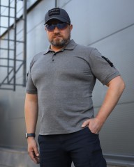 Футболка Поло мілітарі преміум Лакоста бавовна Сіра