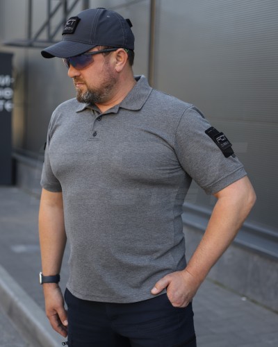 Футболка Поло мілітарі преміум Лакоста бавовна Сіра 42 42