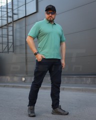 Футболка Поло мілітарі преміум Лакоста бавовна Бірюзова