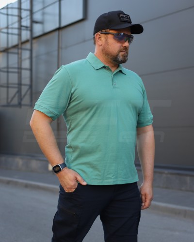 Футболка Поло мілітарі преміум Лакоста бавовна Бірюзова 42 42