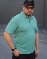 Футболка Поло мілітарі преміум Лакоста бавовна Бірюзова