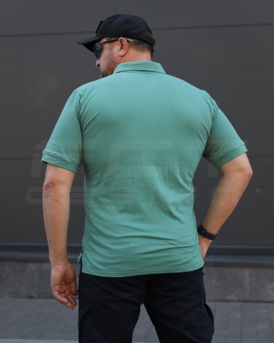 Футболка Поло мілітарі преміум Лакоста бавовна Бірюзова 42 42