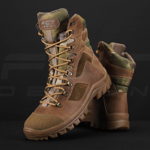 Берці тактичні зимові Stalker шкіра Crazy Horse цигейка вставки мультикам койот 39 39