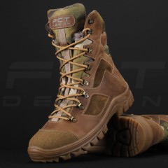 Берці тактичні зимові Stalker шкіра Crazy Horse цигейка вставки мультикам койот