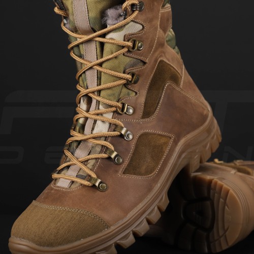 Берці тактичні зимові Stalker шкіра Crazy Horse цигейка вставки мультикам койот 39 39