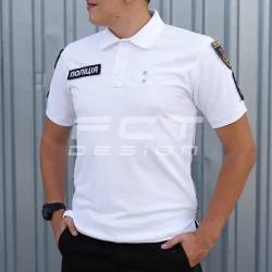 Футболка поло для Поліції вологовідвідна CoolPass біла