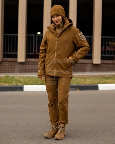 Куртка жіноча тактична зимова Хантер Софтшелл фліс койот 40-42/3 40-42/3