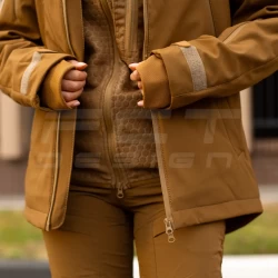 Куртка жіноча тактична зимова Хантер Софтшелл фліс койот