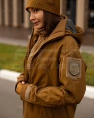 Куртка жіноча тактична зимова Хантер Софтшелл фліс койот