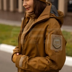 Куртка жіноча тактична зимова Хантер Софтшелл фліс койот